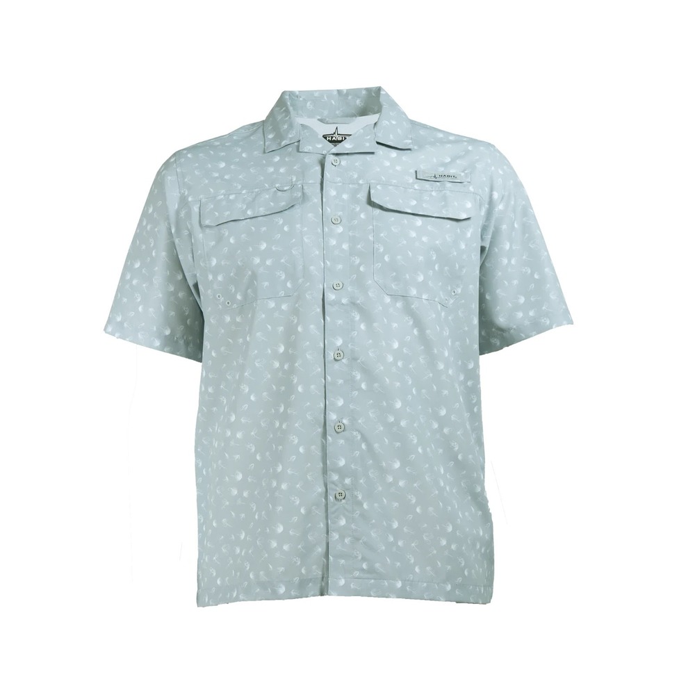 NWT Habit Men's Breaking Dawn Camp Short Sleeve Fishing Shirt Size L Gray
